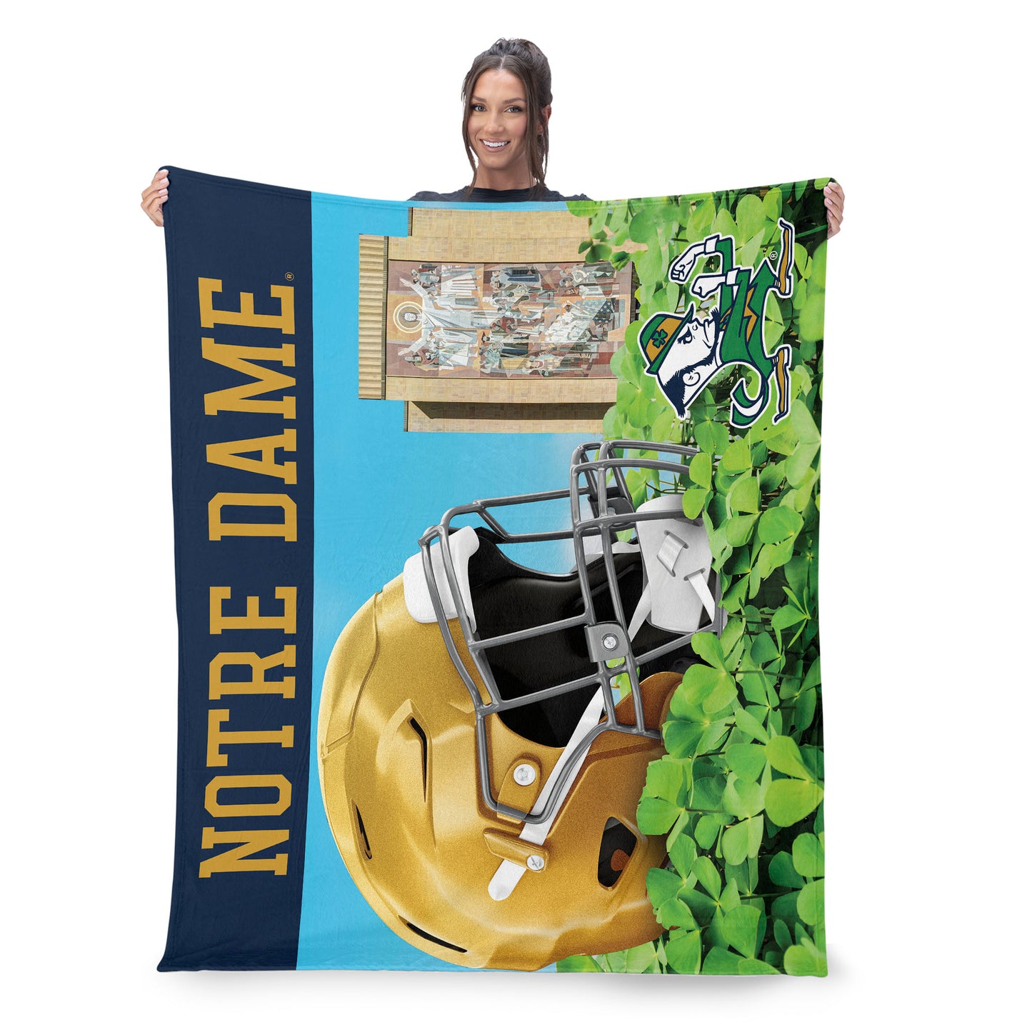 Notre Dame Fighting Irish clover silk touch throw blanket lifestyle