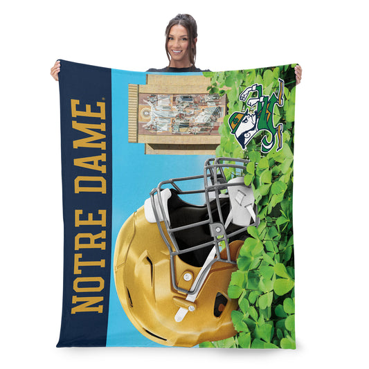 Notre Dame Fighting Irish clover silk touch throw blanket lifestyle