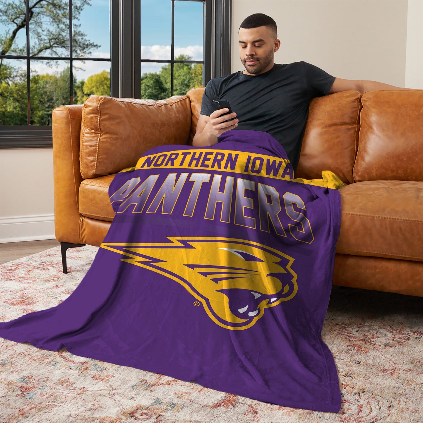Northern Iowa Panthers bevel lounging throw blanket