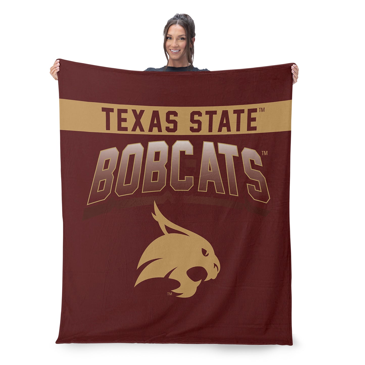 Texas State Bobcats large throw blanket