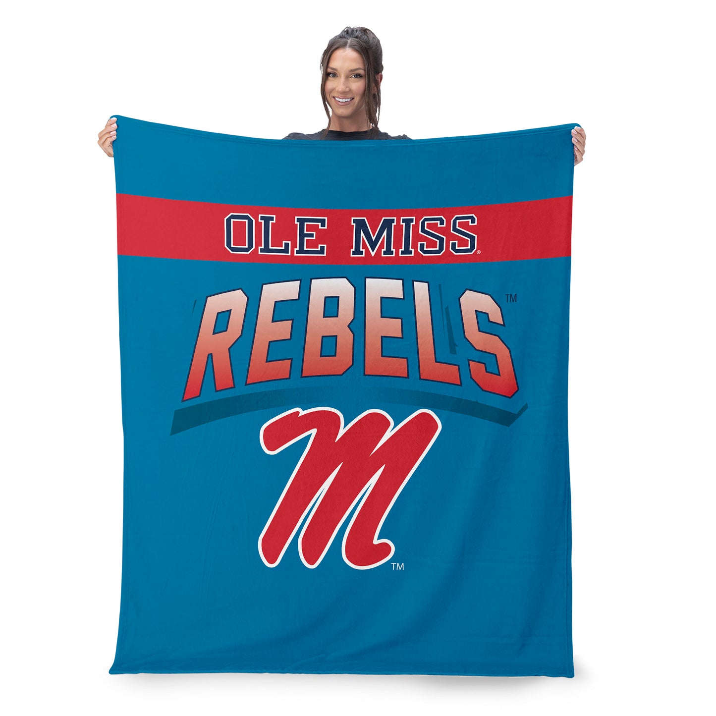 Mississippi Rebels BEVEL 50 X 60 SHERPA Throw Blanket Lifestyle