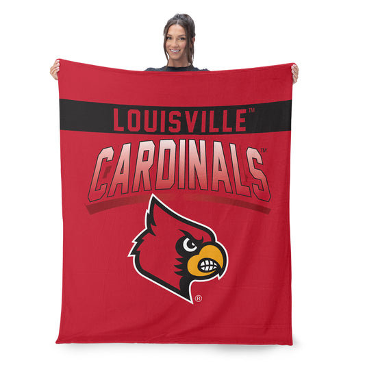Louisville Cardinals BEVEL 50 X 60 SHERPA Throw Blanket Lifestyle