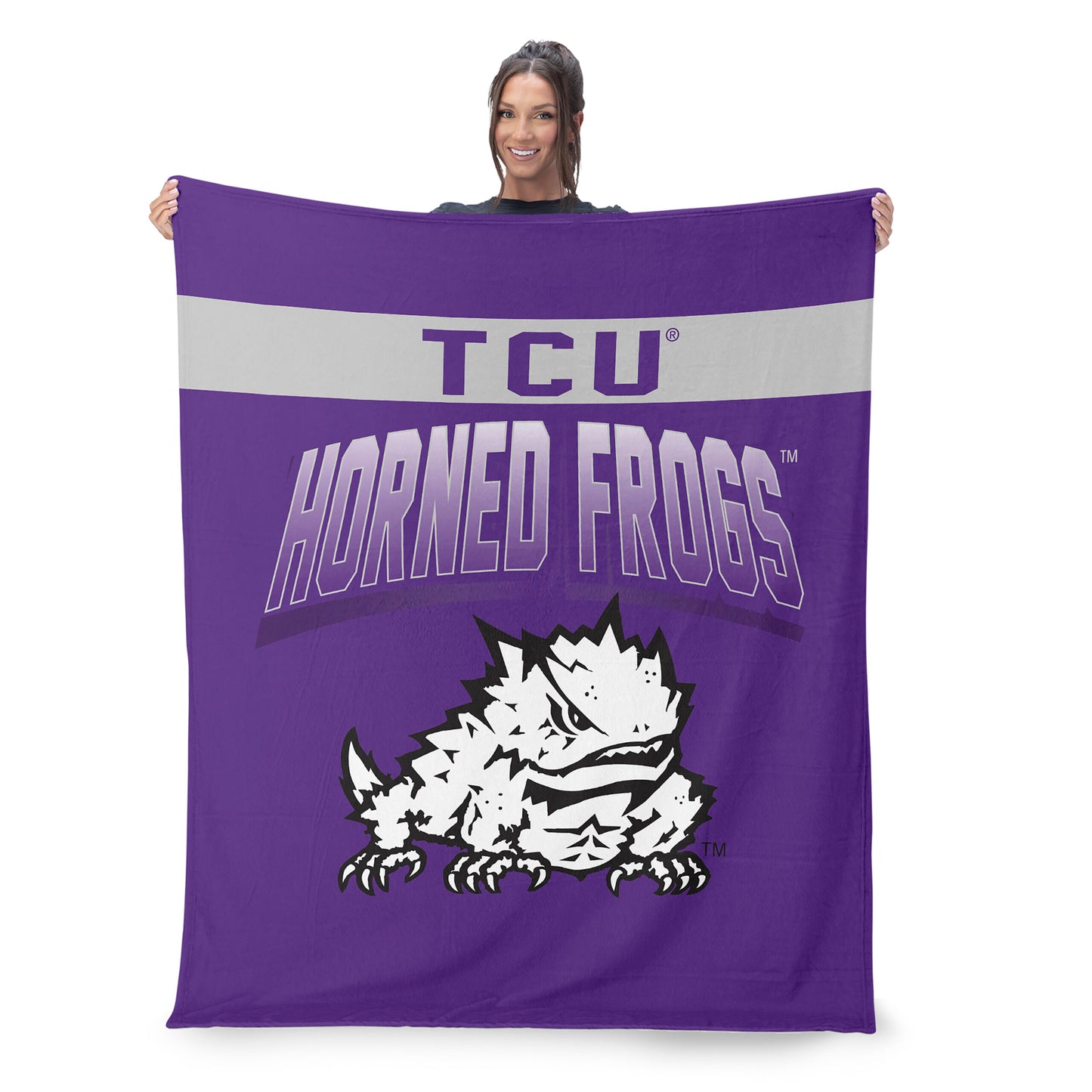 TCU Horned Frogs BEVEL 50 X 60 SHERPA Throw Blanket Lifestyle