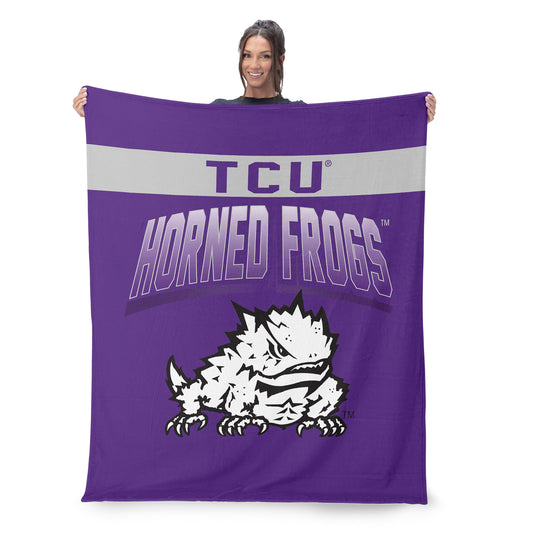 TCU Horned Frogs BEVEL 50 X 60 SHERPA Throw Blanket Lifestyle