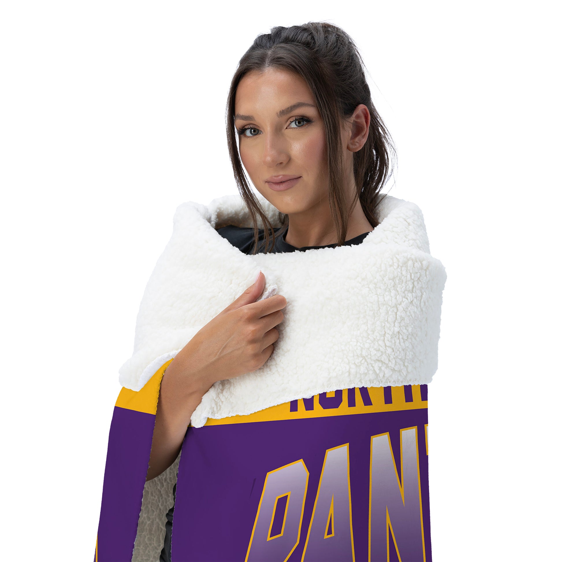 Northern Iowa Panthers BEVEL 50 X 60 SHERPA Snuggler Throw Blanket 