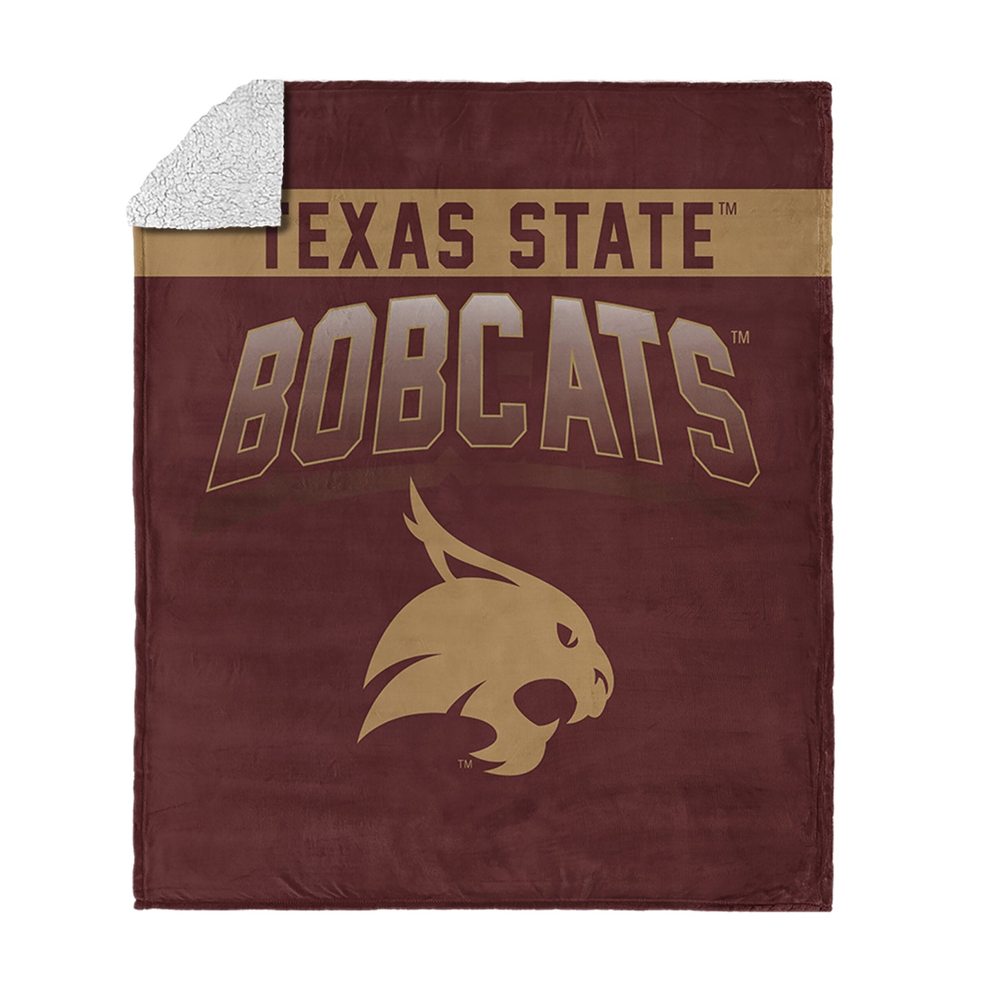 Texas State Bobcats BEVEL 50 X 60 SHERPA Throw Blanket