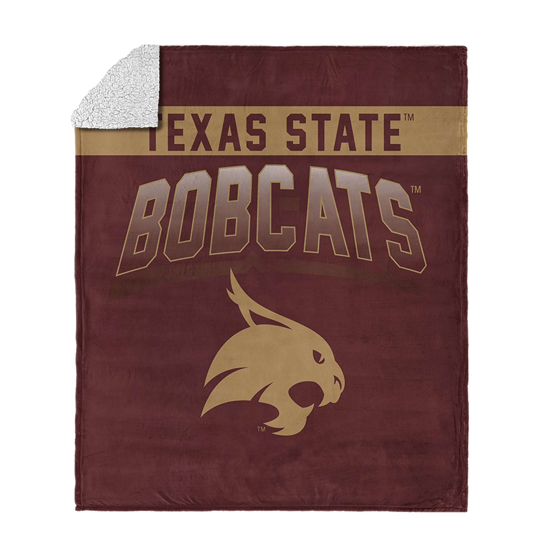 Texas State Bobcats BEVEL 50 X 60 SHERPA Throw Blanket