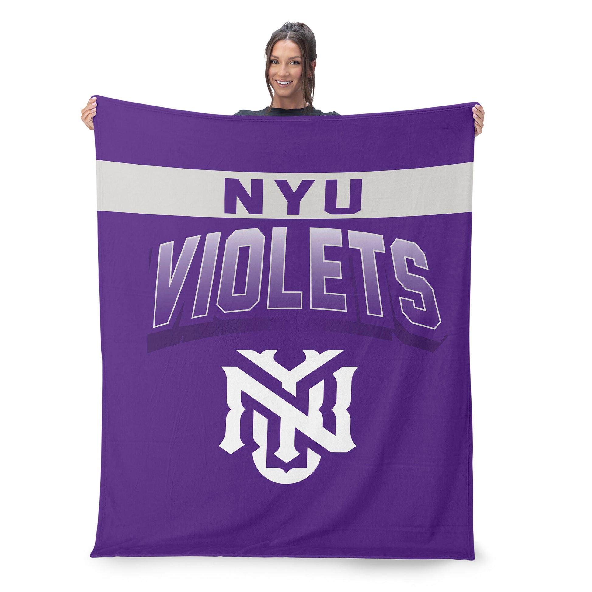 NYU Violets BEVEL 50 X 60 SHERPA Throw Blanket Lifestyle