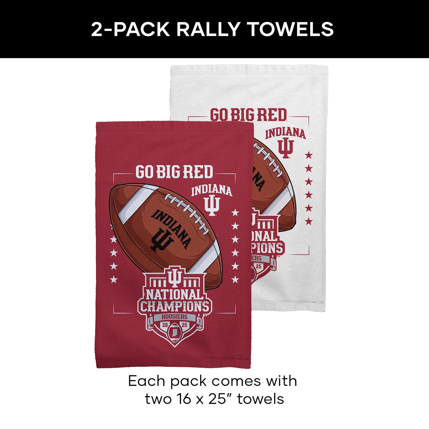 Indiana Hoosiers Nationals Champions Rally Fan Towel Dimensions
