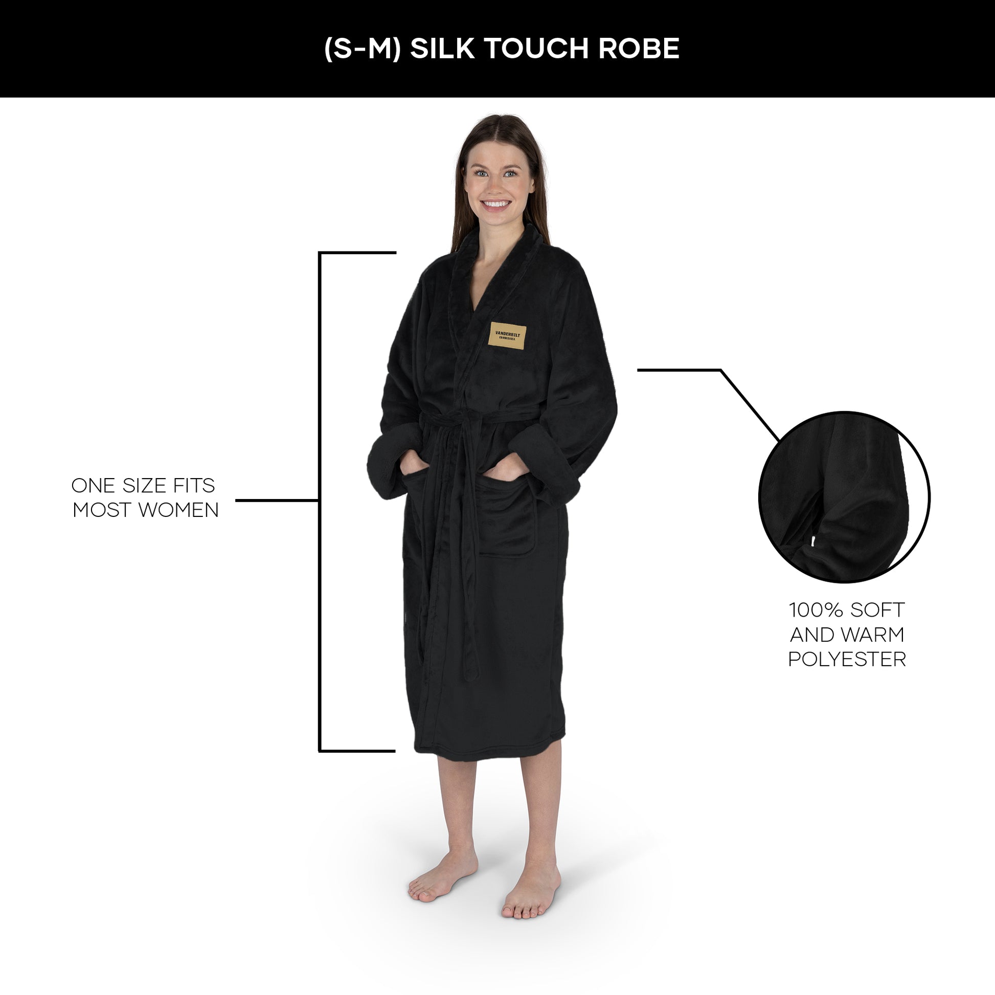 Vanderbilt Commodores Womens SHERPA bathrobe dimensions