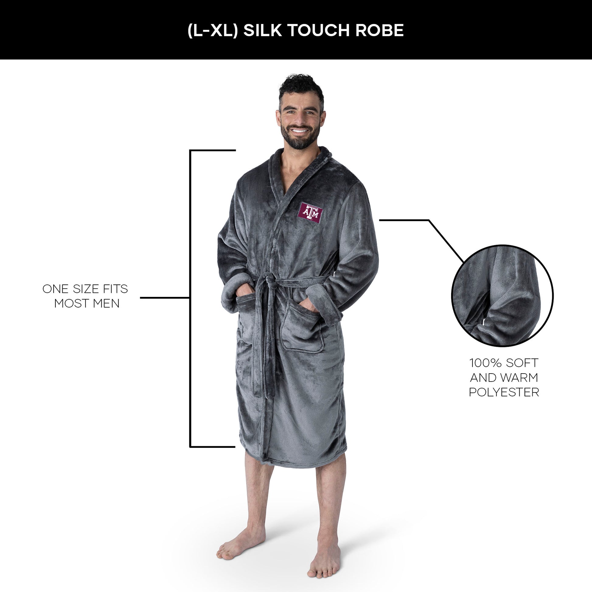 Texas A&M Aggies silk touch team color bathrobe dimensions