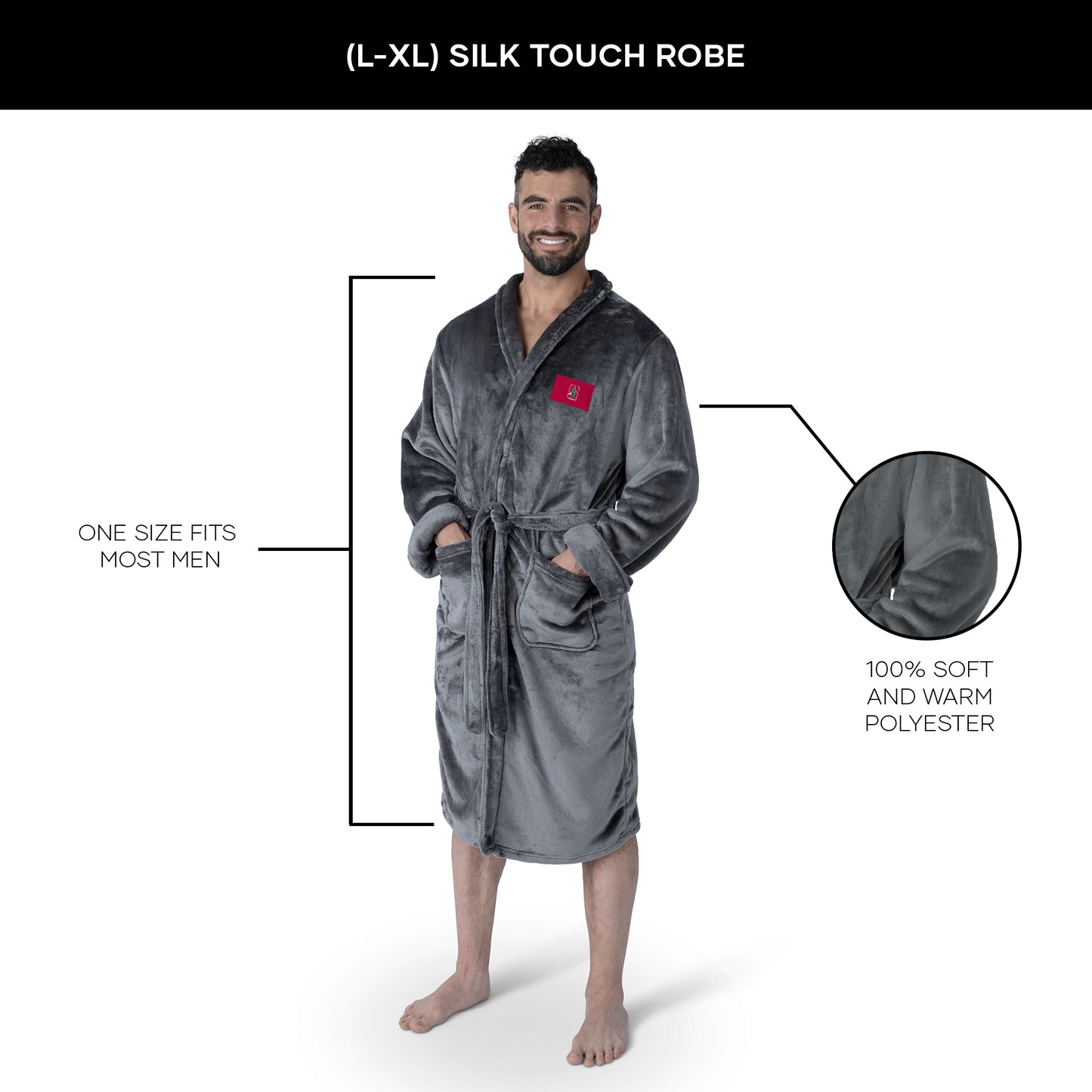 Stanford Cardinal silk touch team color bathrobe dimensions