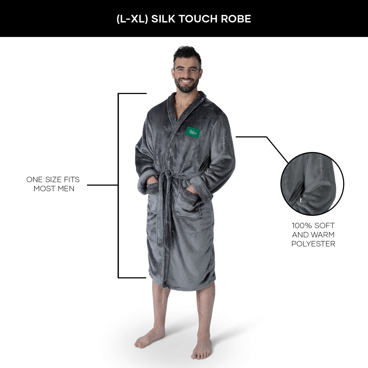 South Florida Bulls silk touch team color bathrobe dimensions