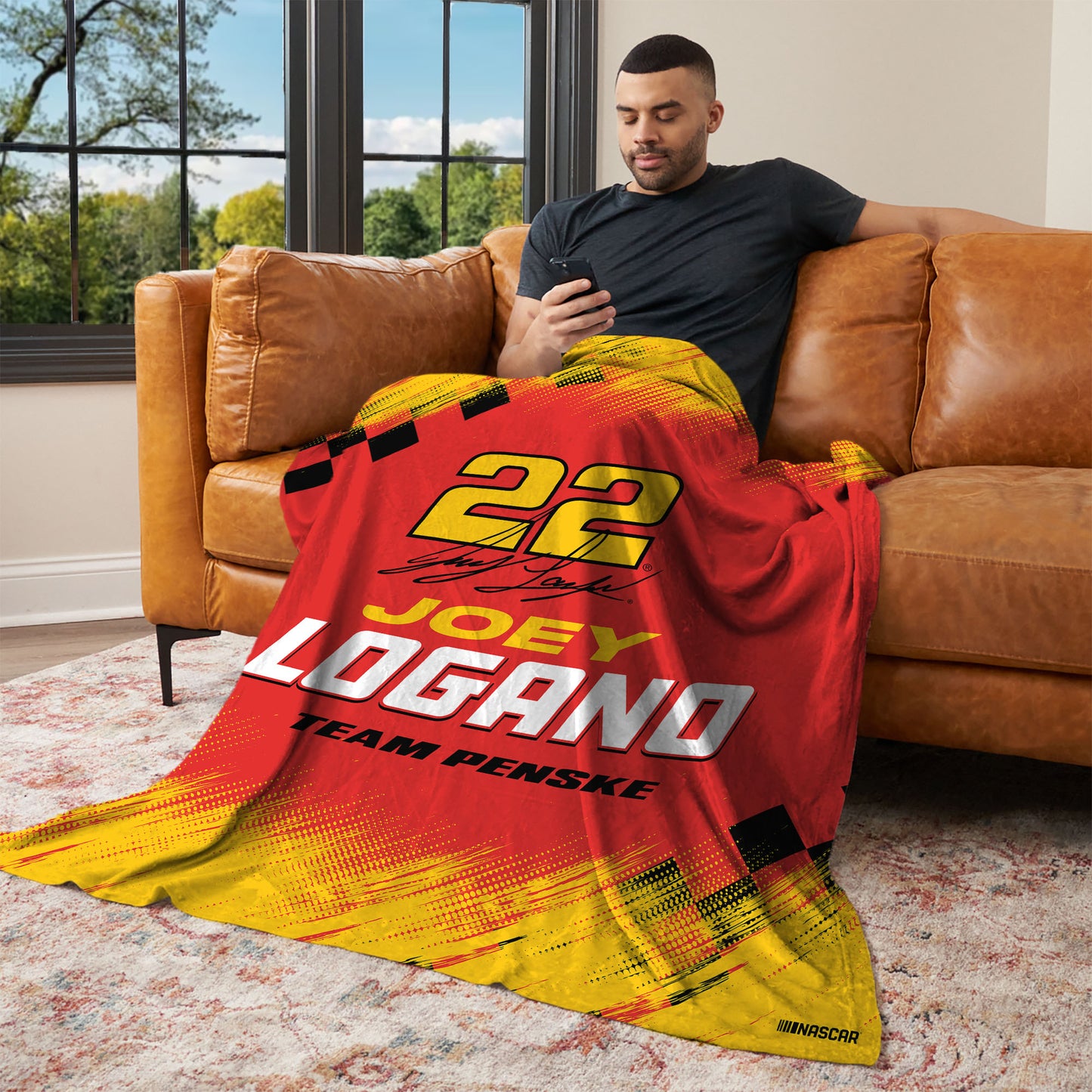 NASCAR Joey Logano lounging throw blanket