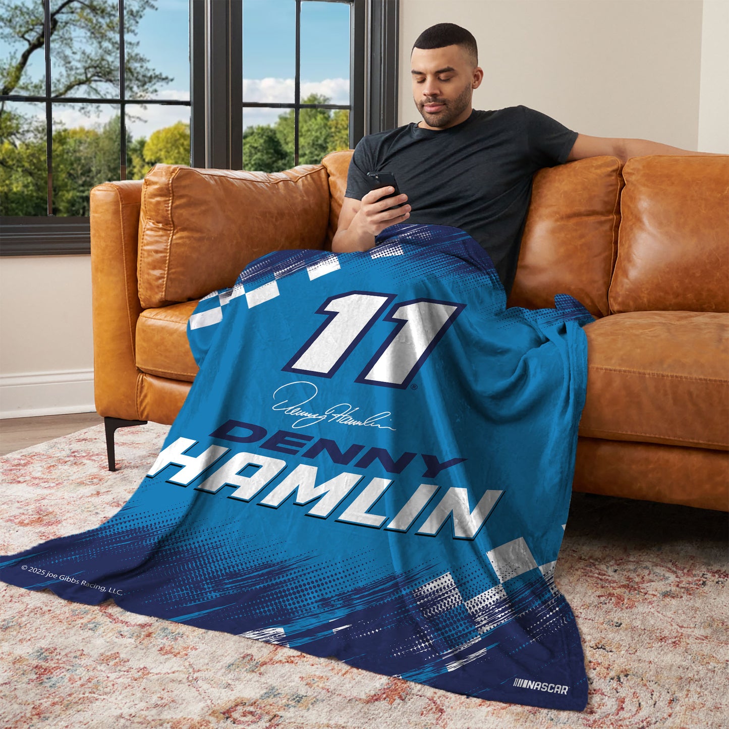 NASCAR Denny Hamlin lounging throw blanket