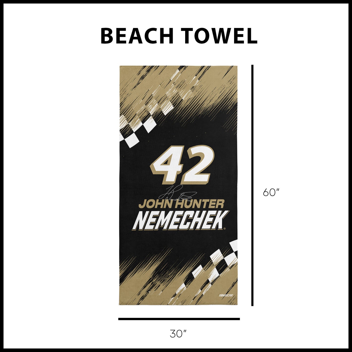 NASCAR John Hunter Nemechek Beach Towel Dimensions