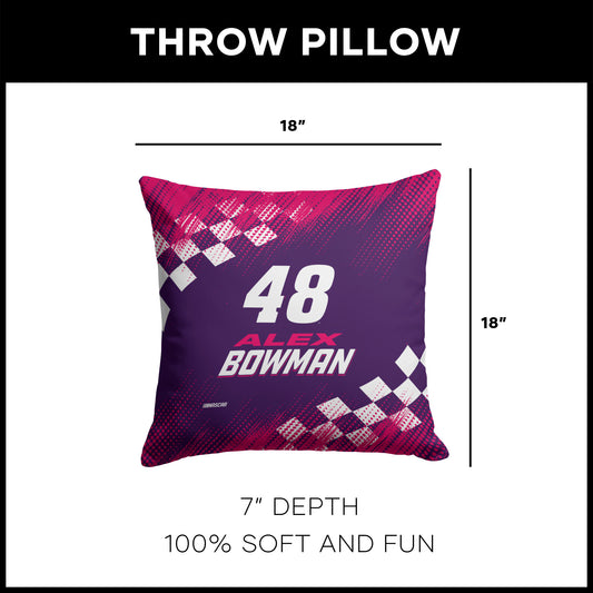 NASCAR Alex Bowman OFFICIAL throw pillow dimensions
