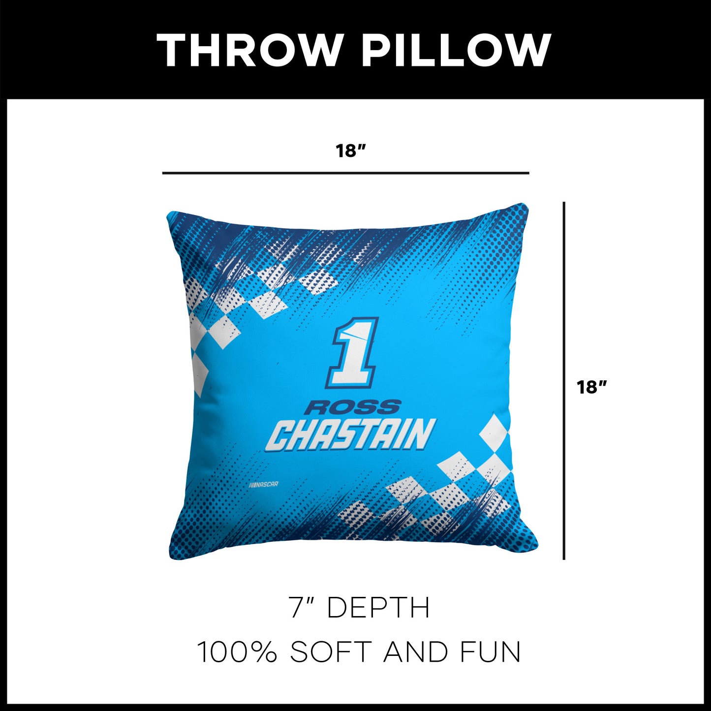 NASCAR Ross Chastain OFFICIAL throw pillow dimensions