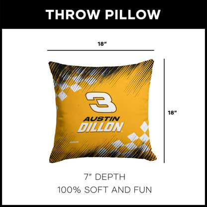 NASCAR Austin Dillon OFFICIAL throw pillow dimensions