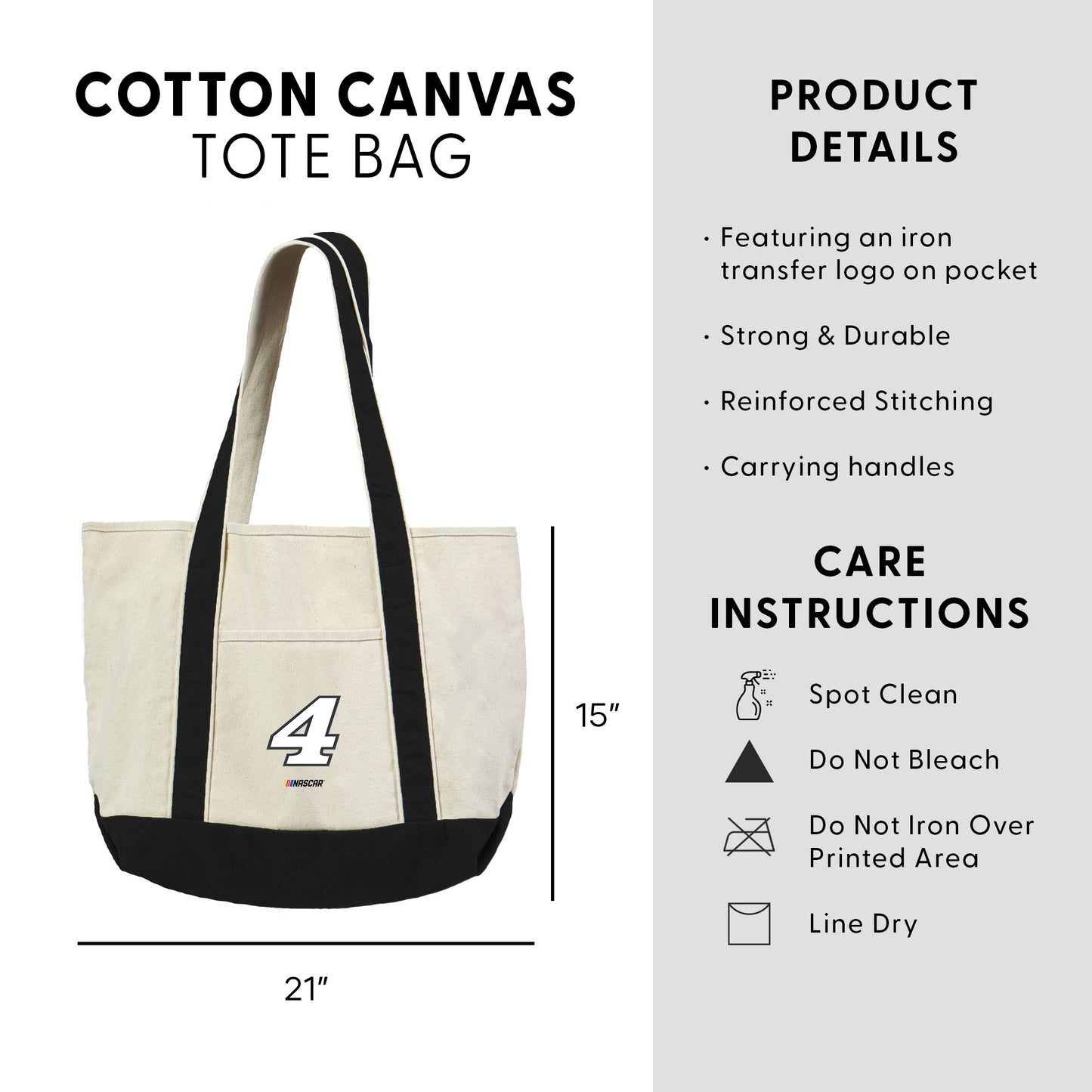 NASCAR Noah Gragson Canvas Tote Dimensions