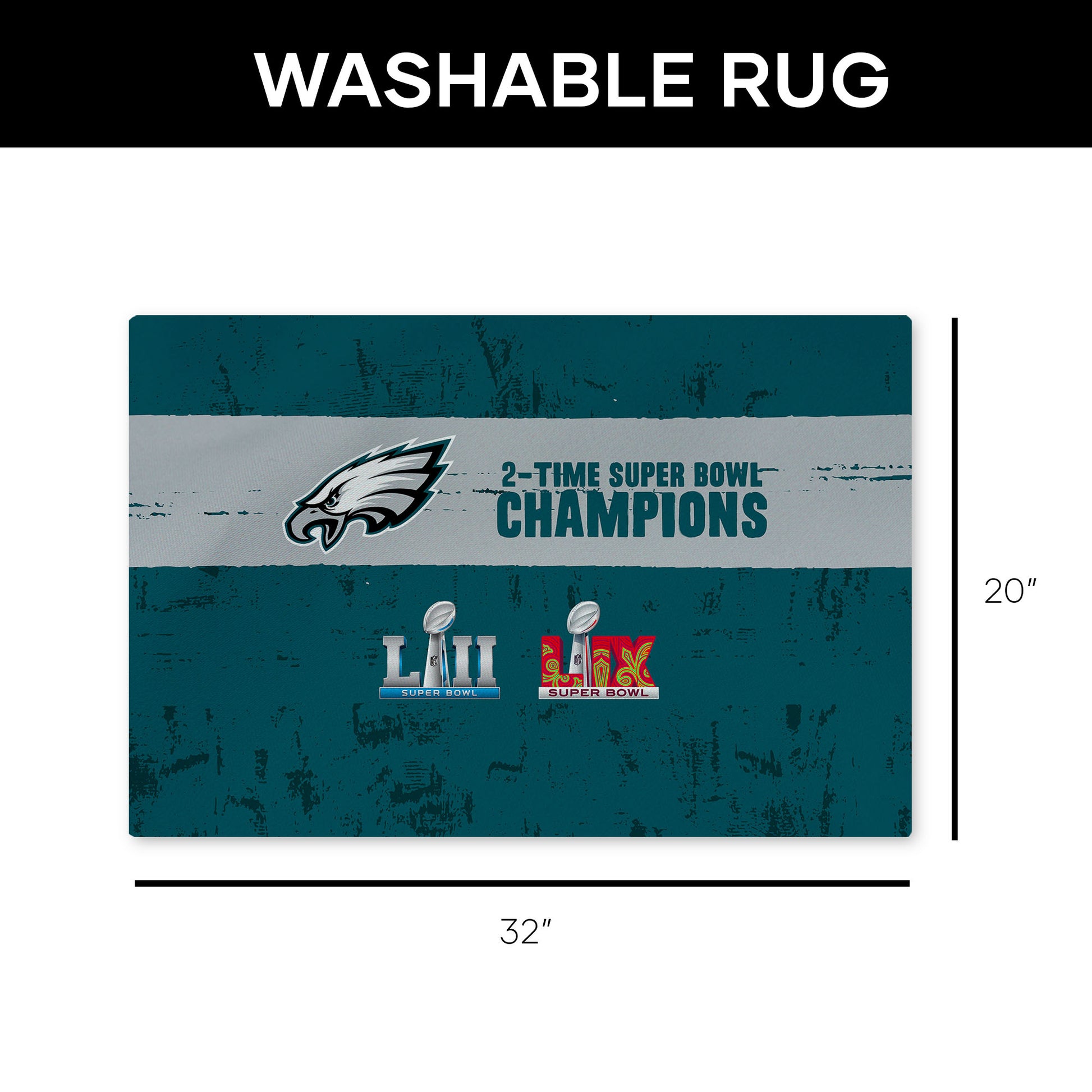 Philadelphia Eagles Multi Super Bowl Champions Small Washable Rug Dimensions