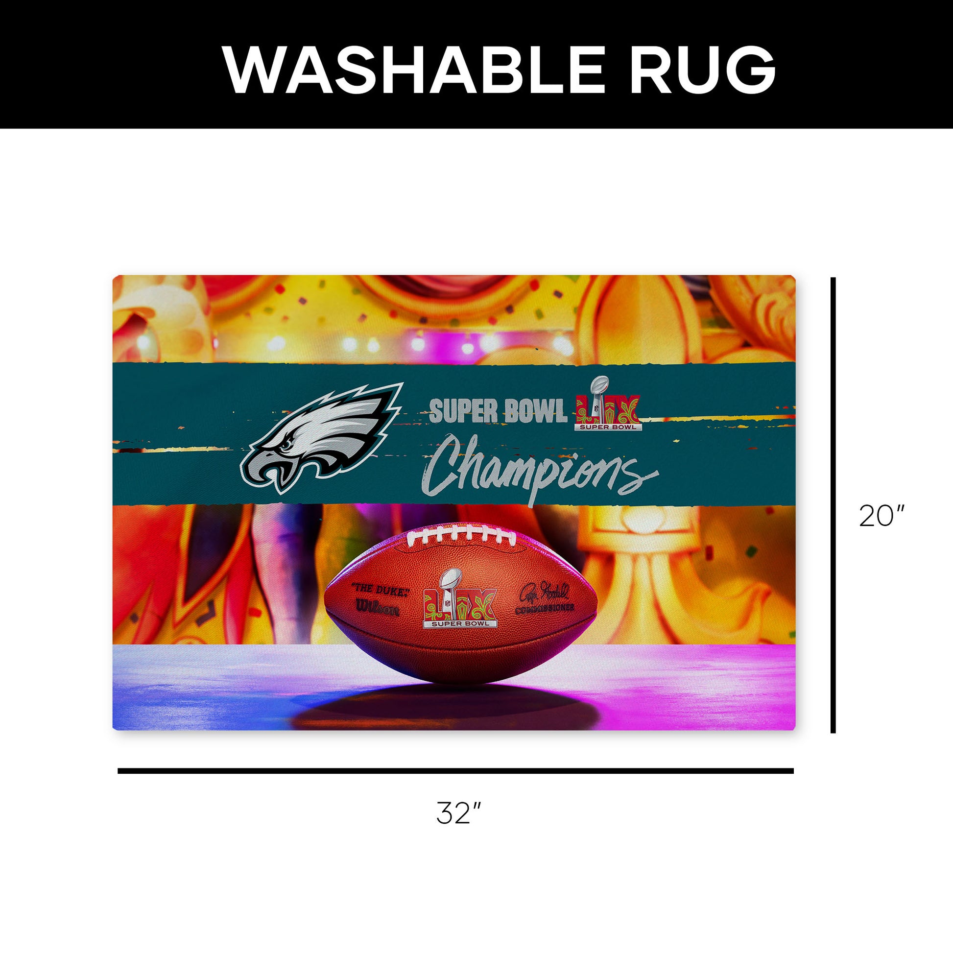 Philadelphia Eagles Super Bowl Champions Small Washable Rug Dimensions