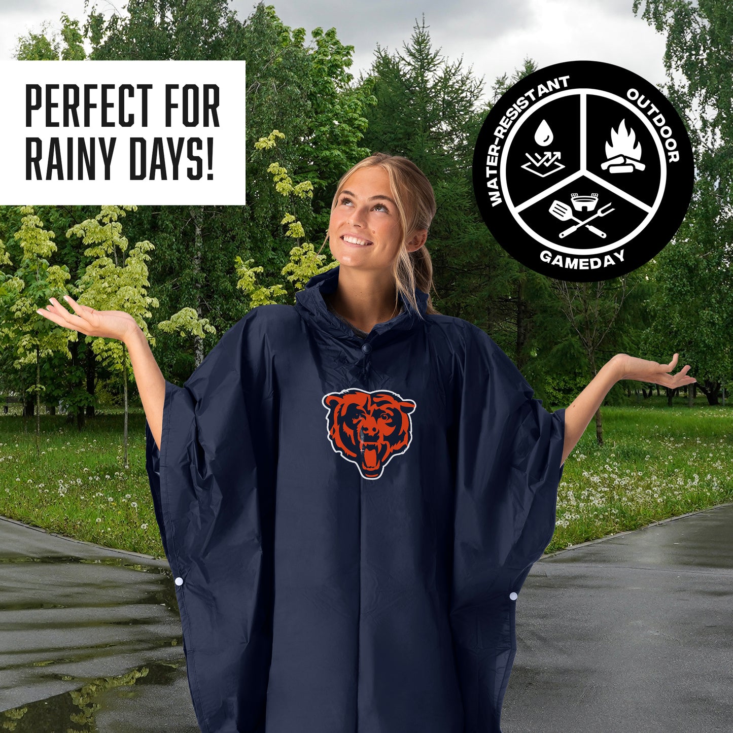 Chicago Bears hooded rain poncho