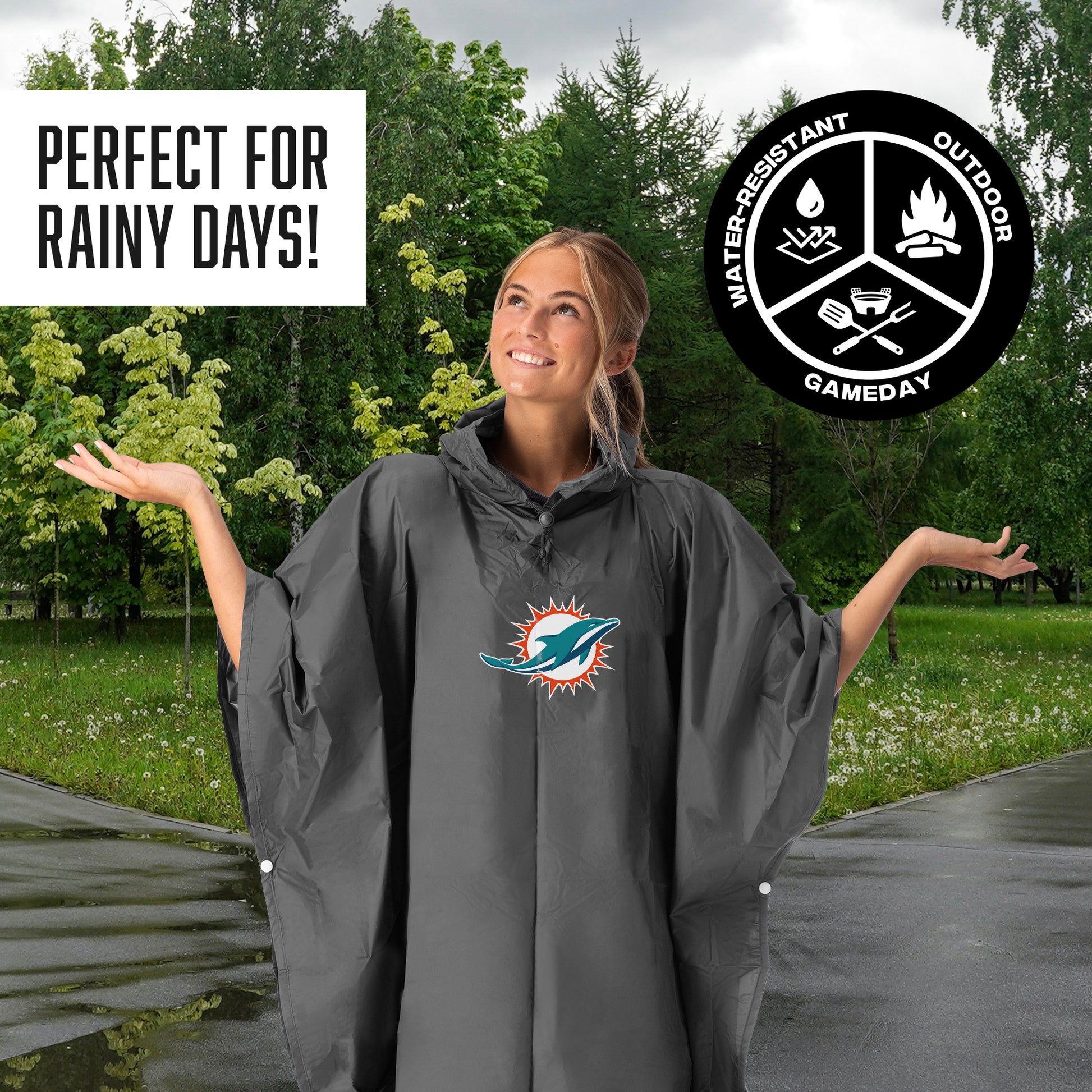 Miami Dolphins hooded rain poncho