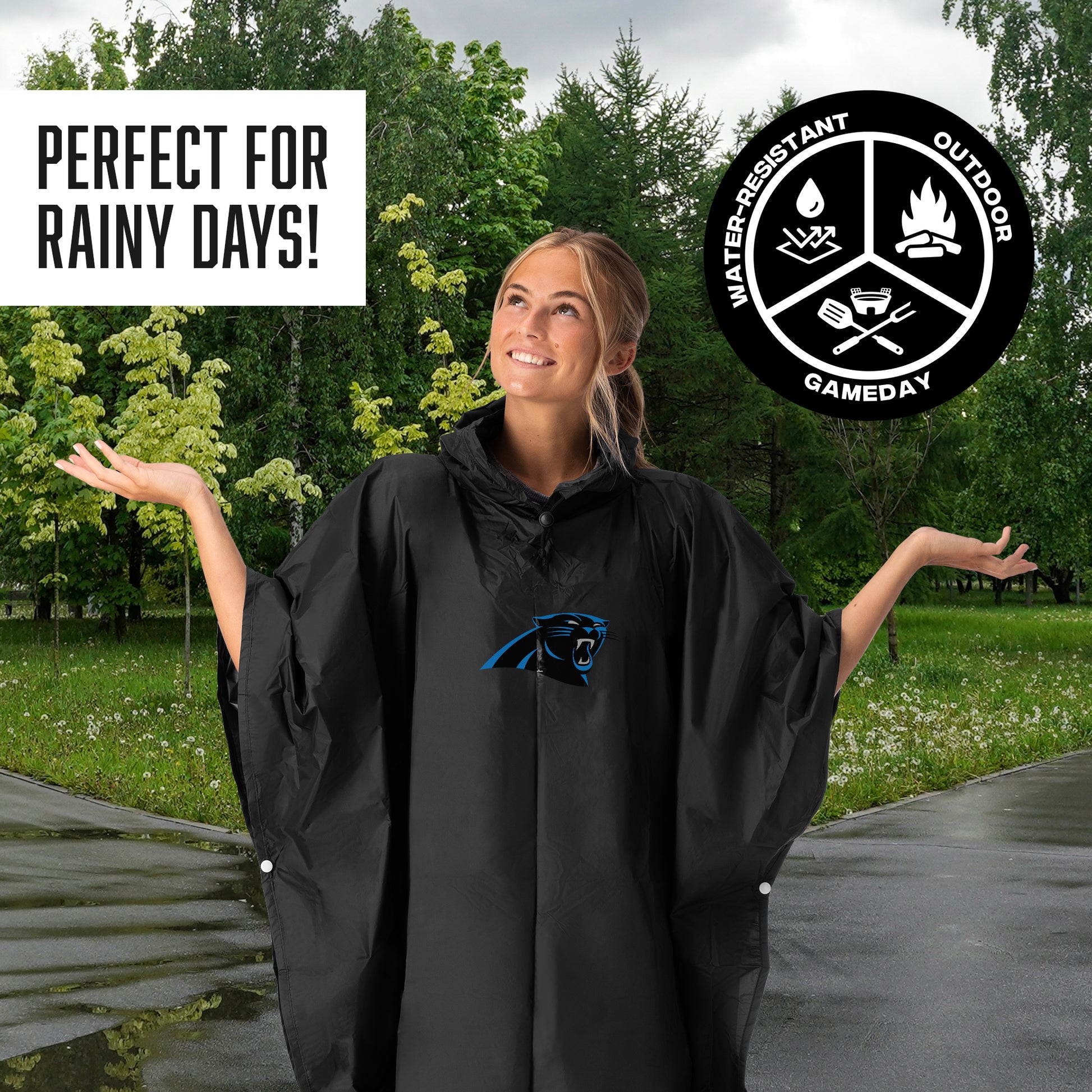 Carolina Panthers hooded rain poncho