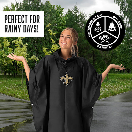 New Orleans Saints hooded rain poncho