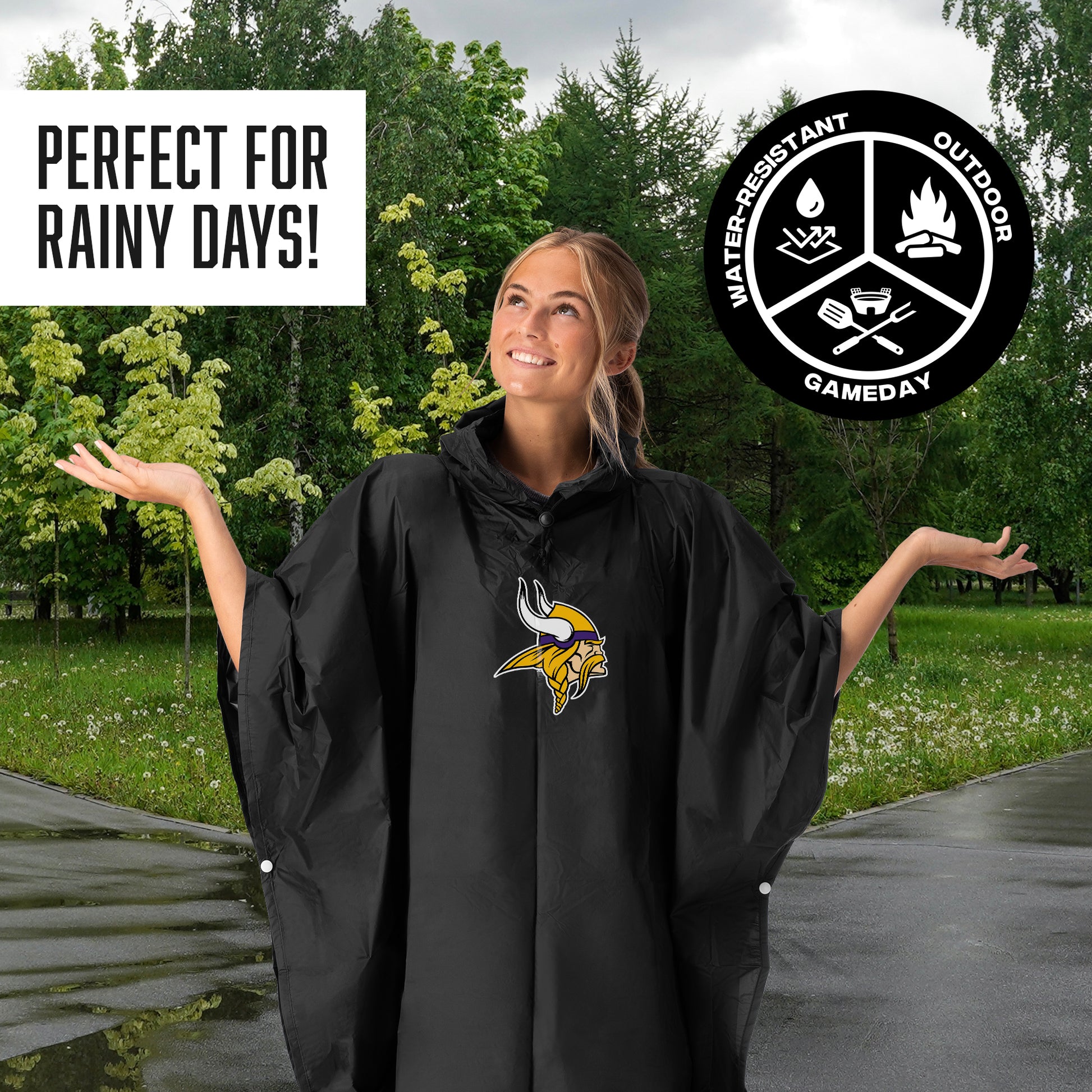 Minnesota Vikings hooded rain poncho