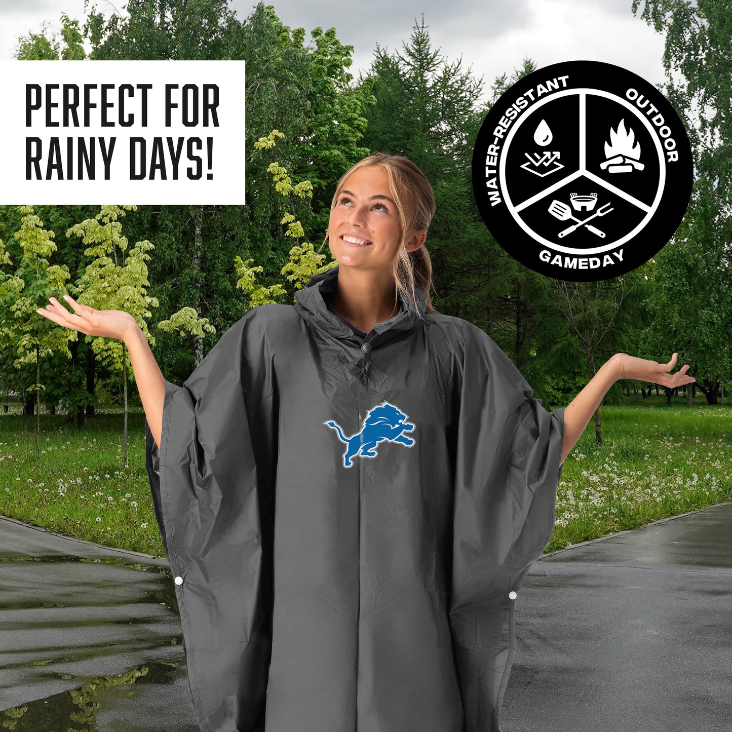 Detroit Lions hooded rain poncho
