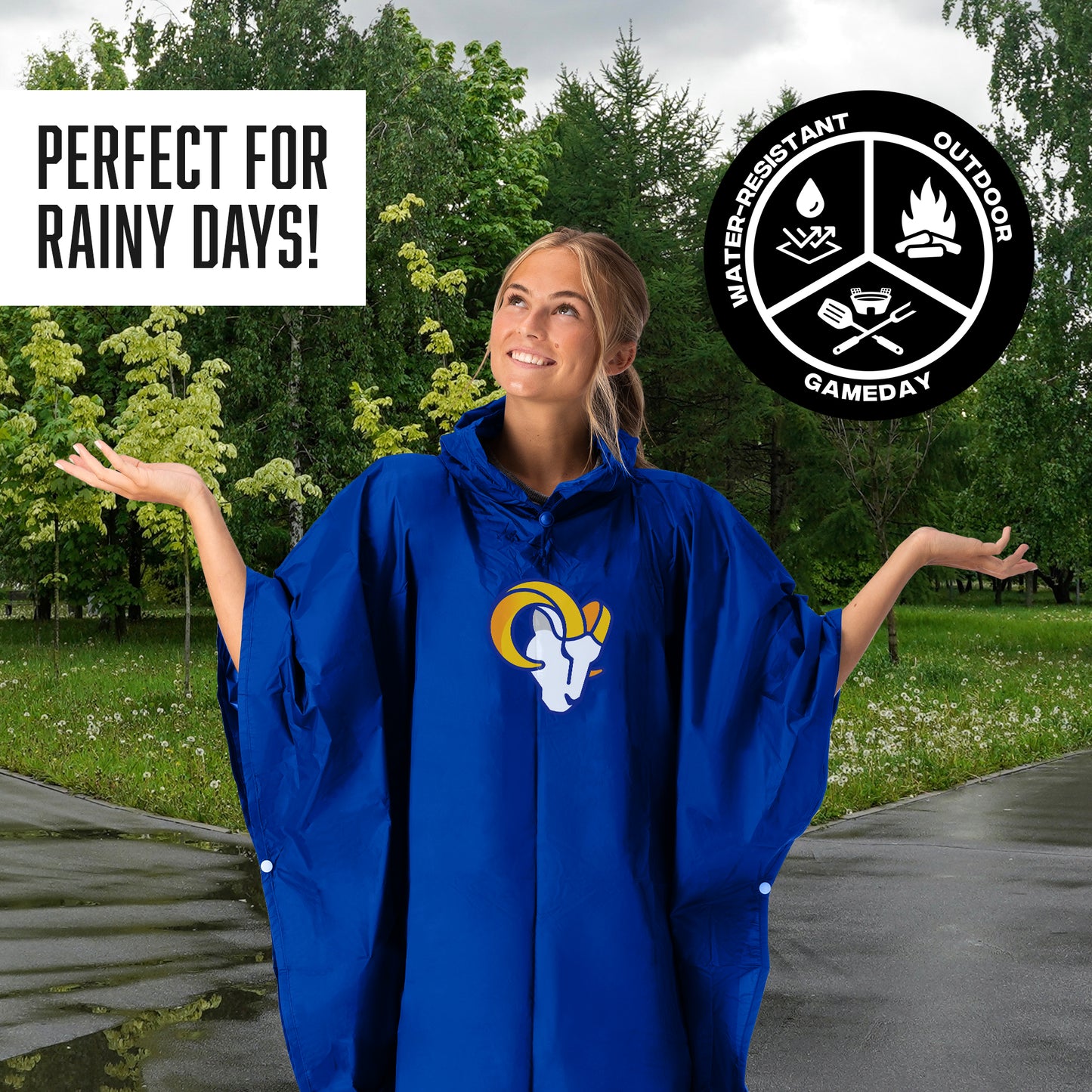 Los Angeles Rams hooded rain poncho