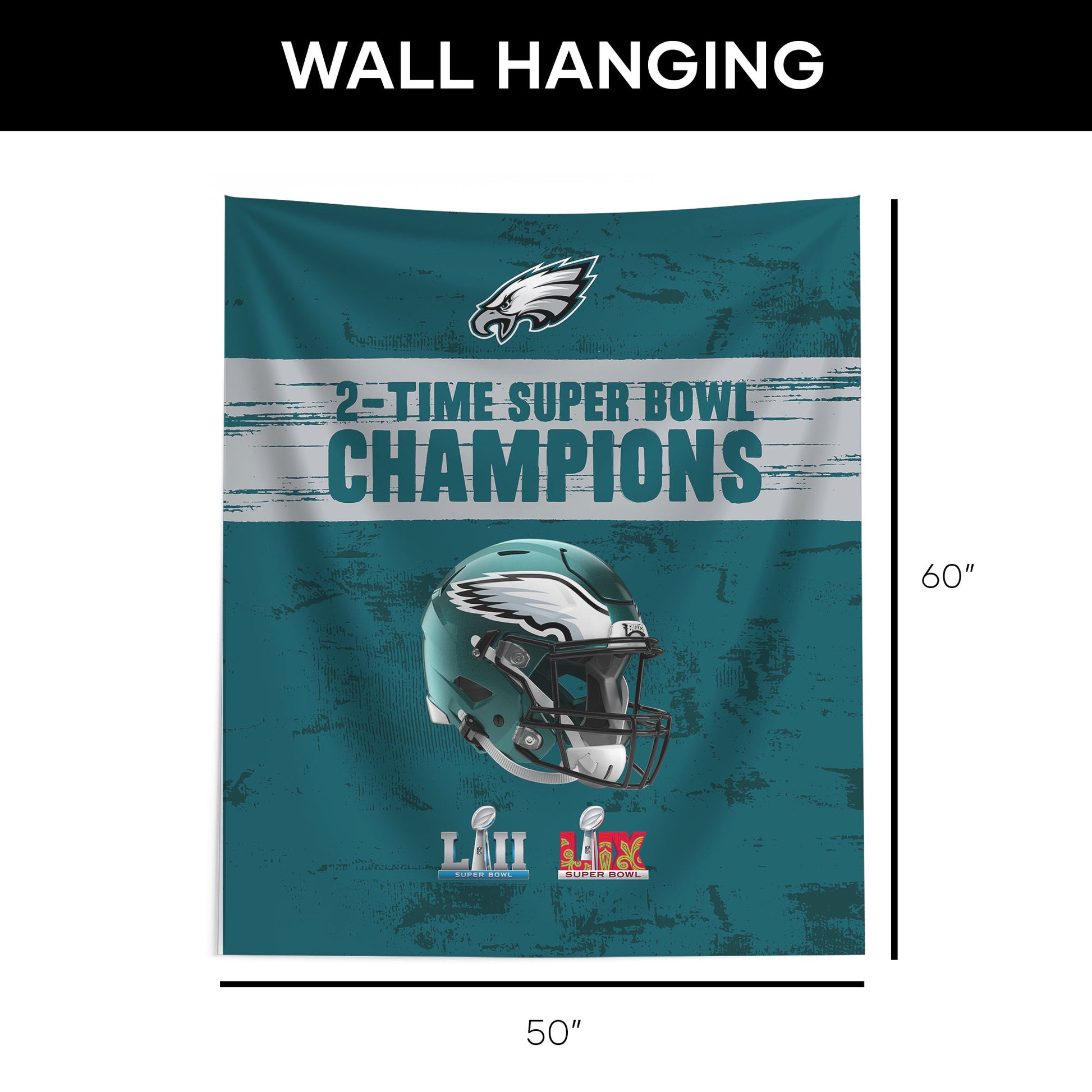 Philadelphia Eagles Multi Super Bowl Champs Large Wall Hanging Dimensions