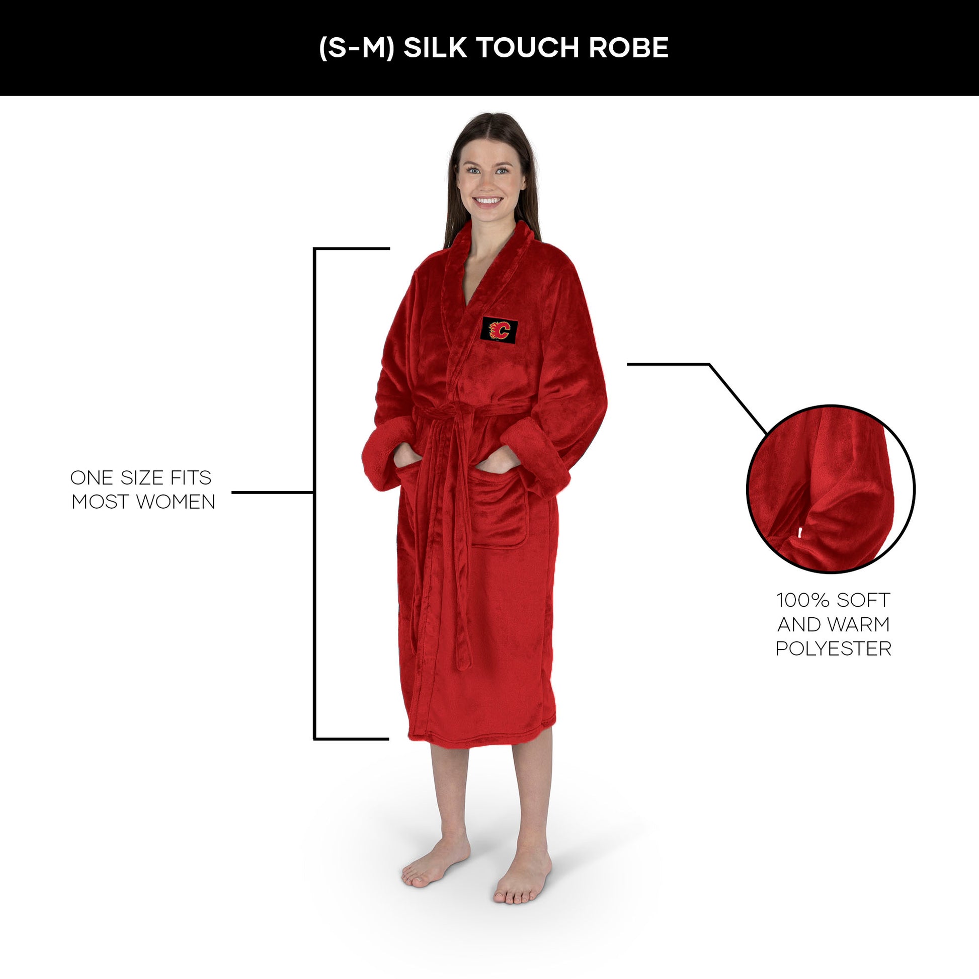 Calgary Flames Womens SHERPA bathrobe dimensions