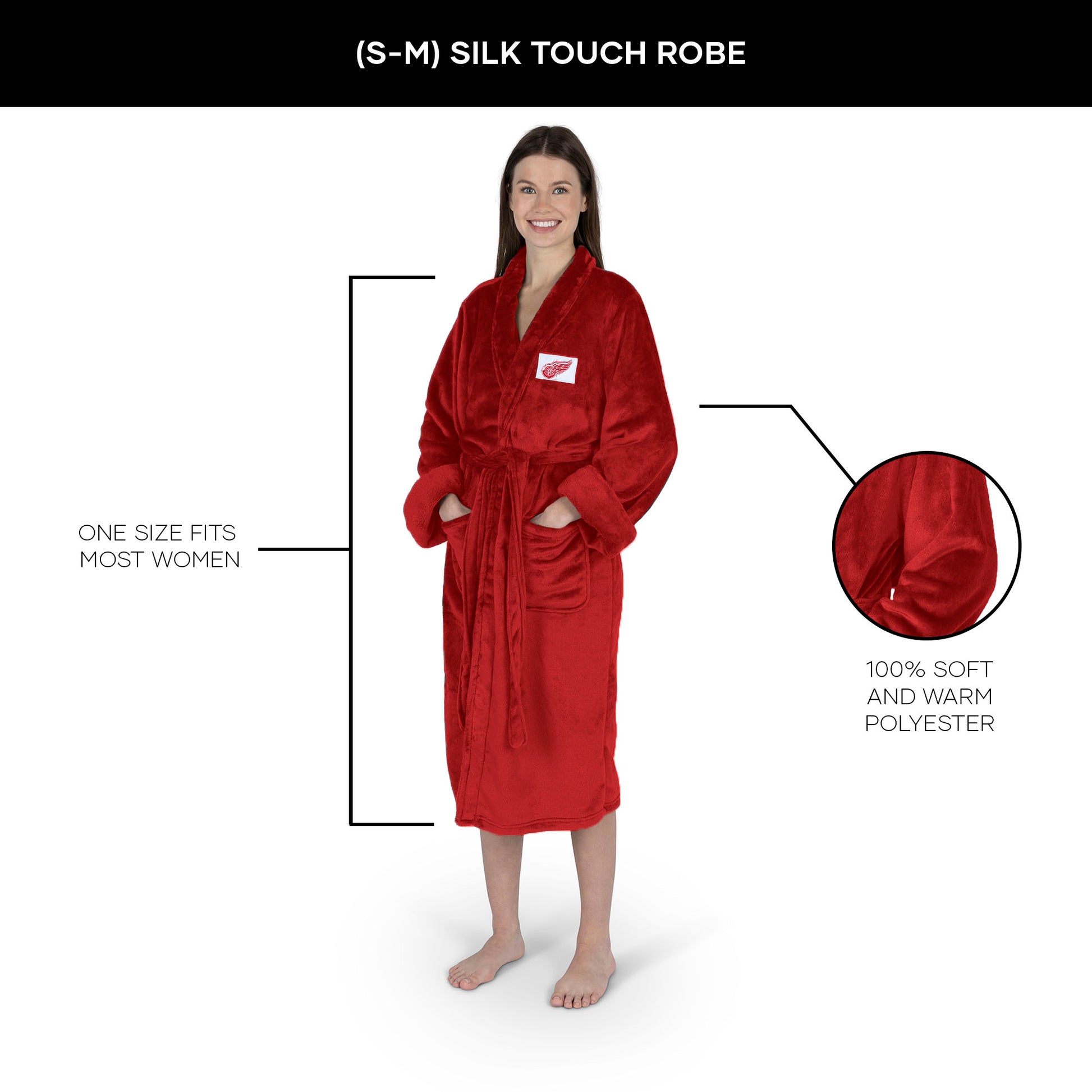 Detroit Red Wings Womens SHERPA bathrobe dimensions