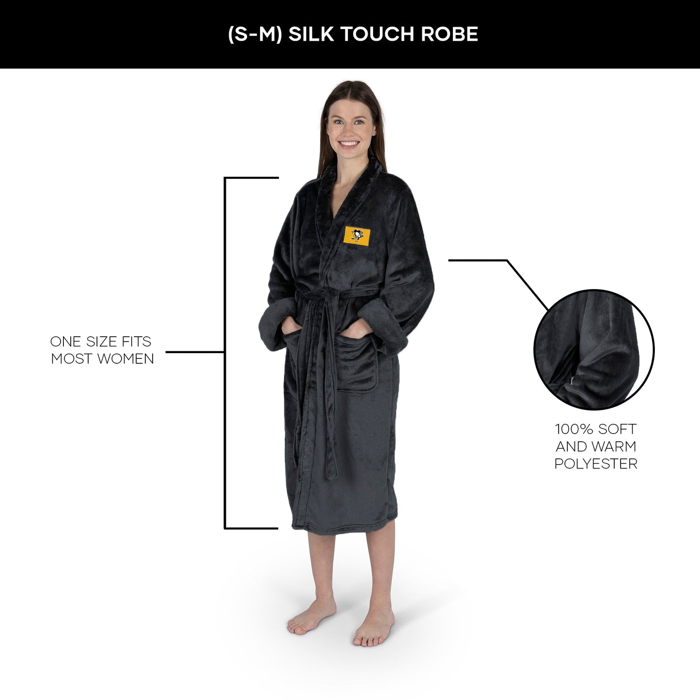Pittsburgh Penguins Womens SHERPA bathrobe dimensions