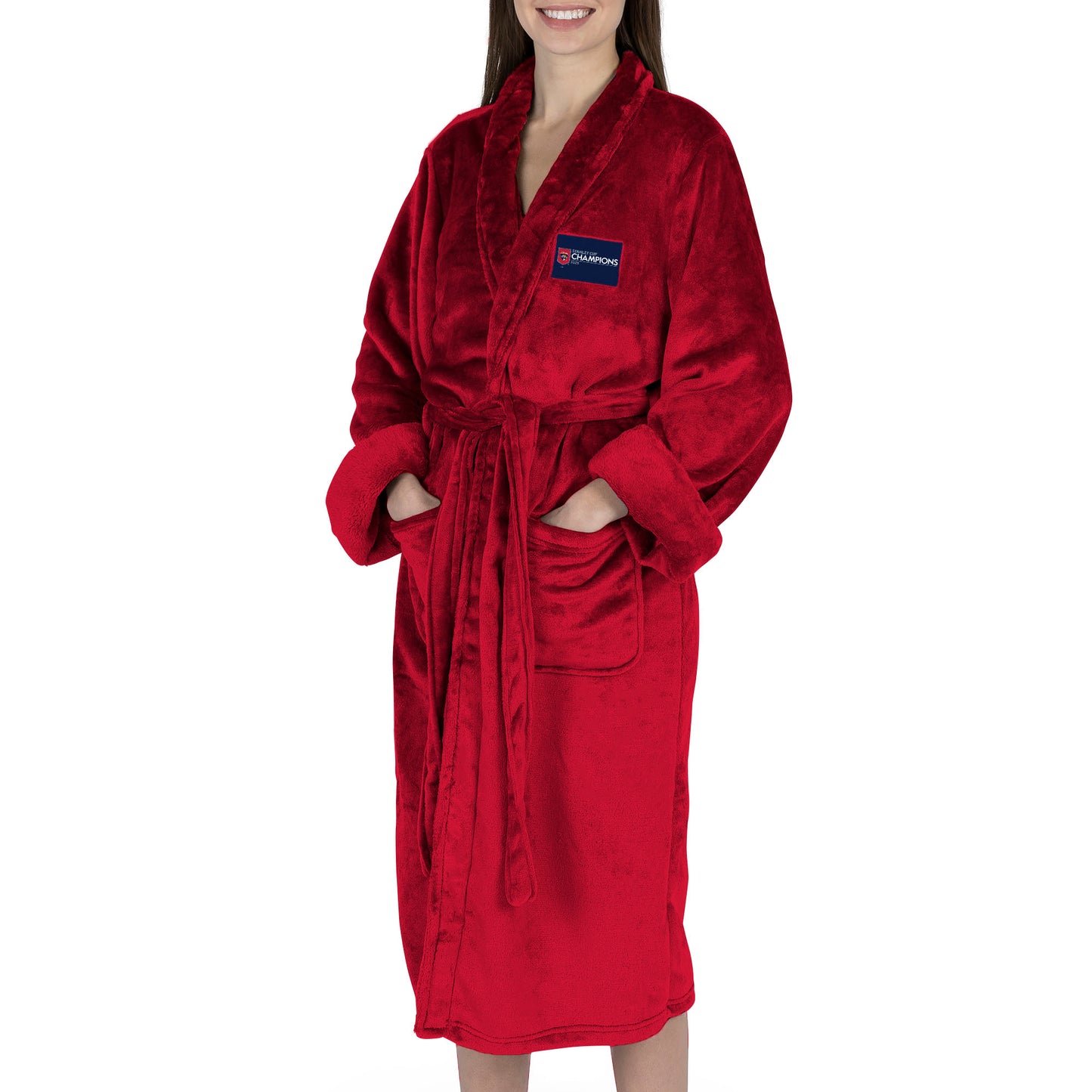 Florida Panthers NHL Stanley Cup Champions silk touch charcoal bathrobe