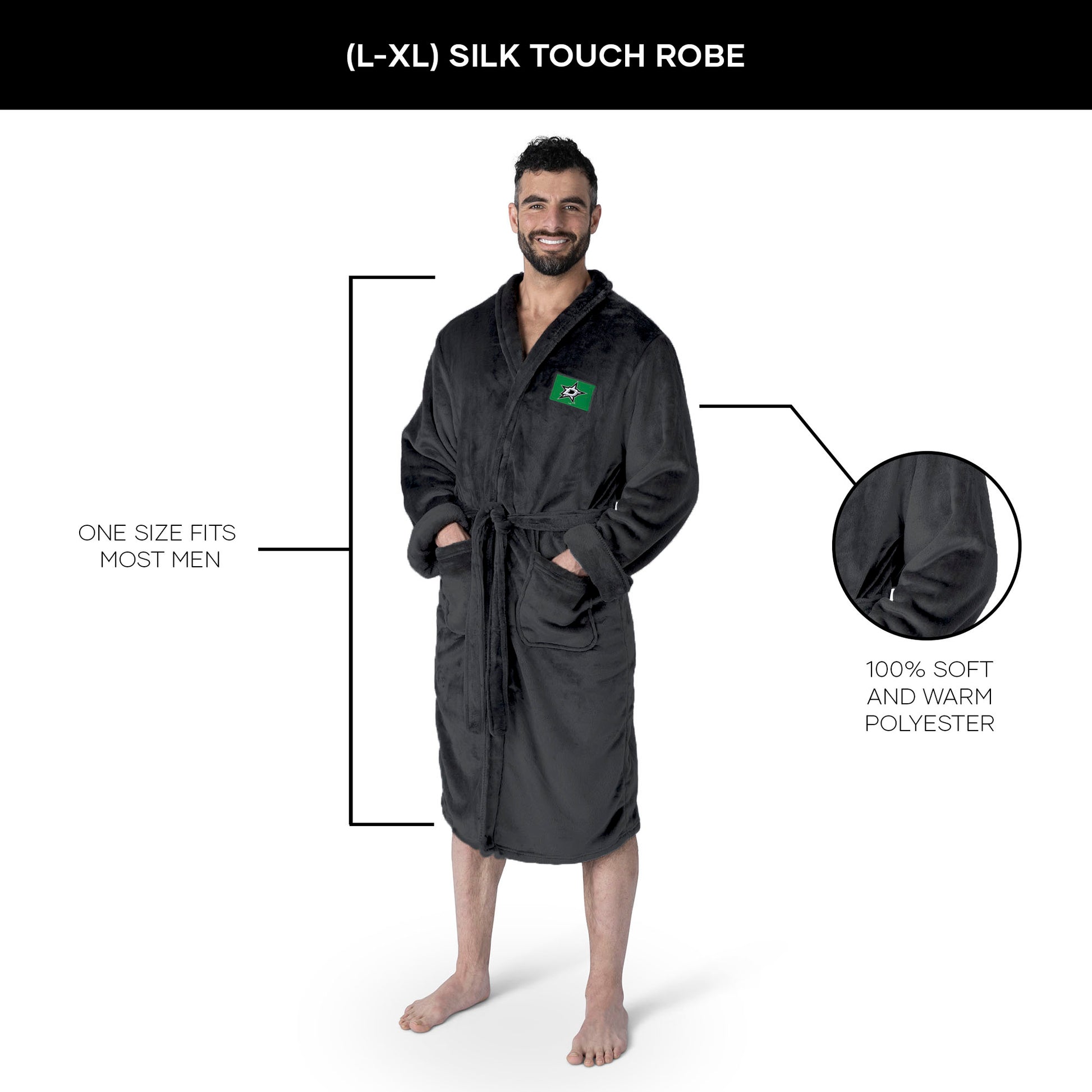 Dallas Stars silk touch team color bathrobe dimensions