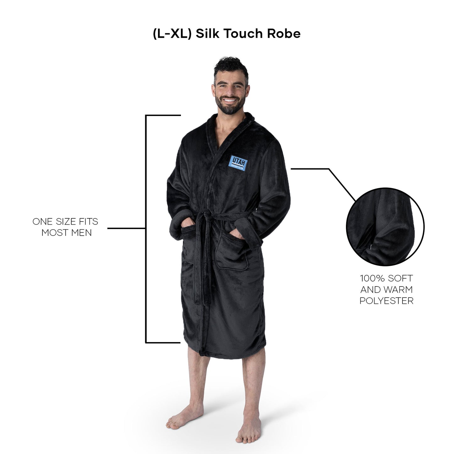 Utah Hockey Club silk touch team color bathrobe dimensions