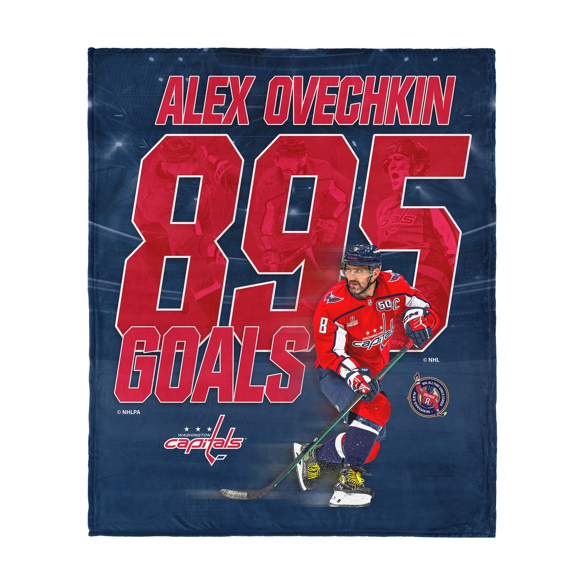 Alex Ovechkin 895 goals scored silk touch throw blanket