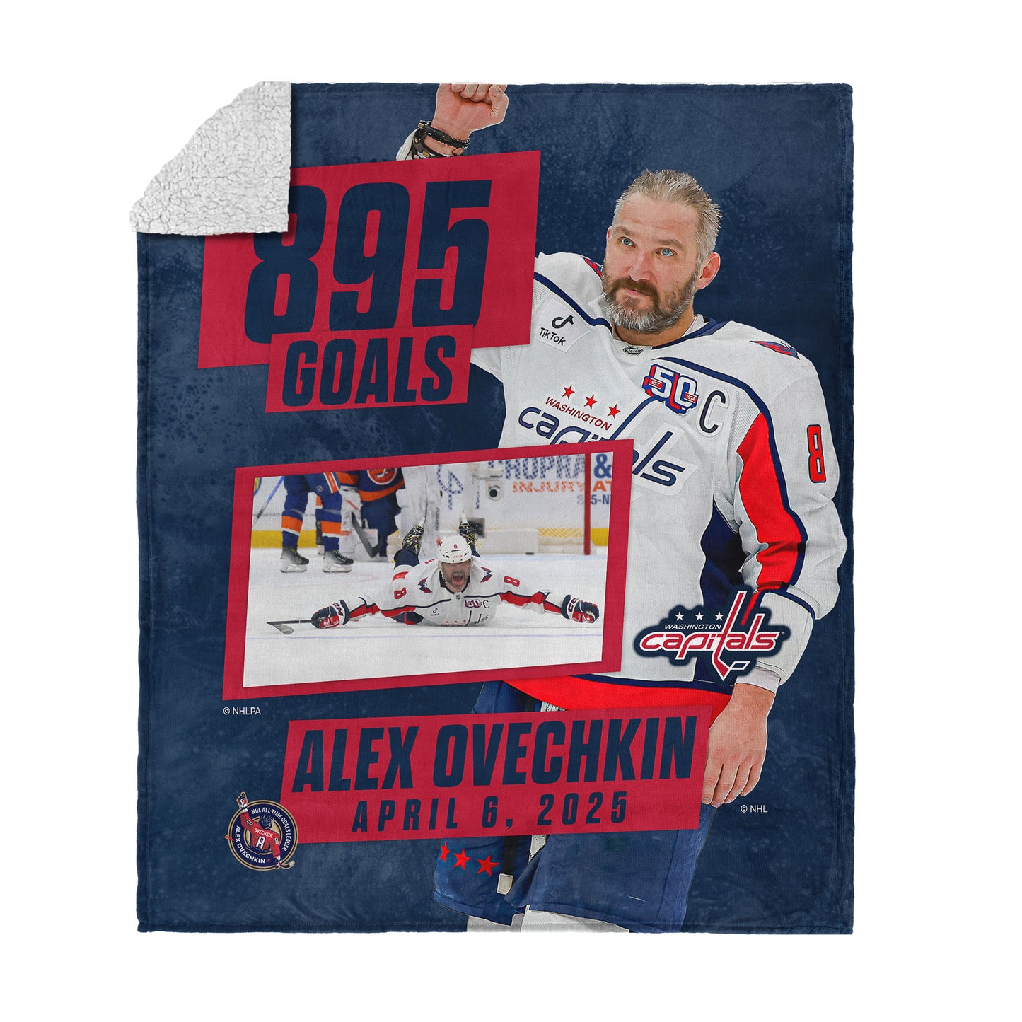 Alex Ovechkin 895 goals scored sherpa blanket