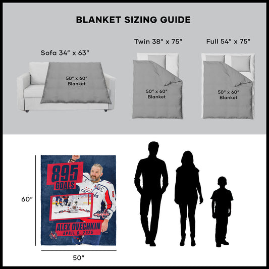 Alex Ovechkin 895 goals scored sherpa blanket dimensions