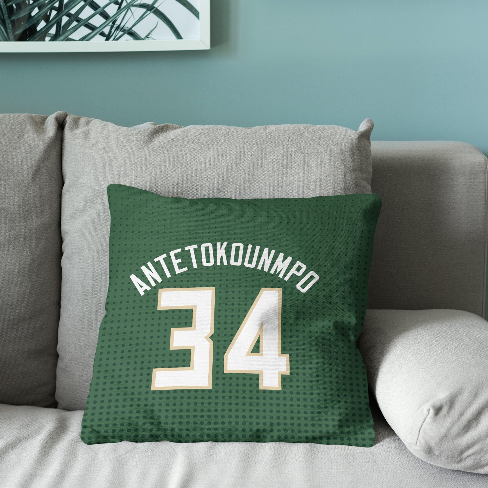 Milwaukee Bucks Giannis Antetokounmpo throw pillow