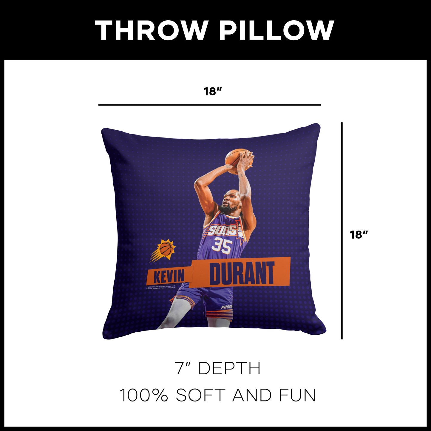 Phoenix Suns Kevin Durant throw pillow