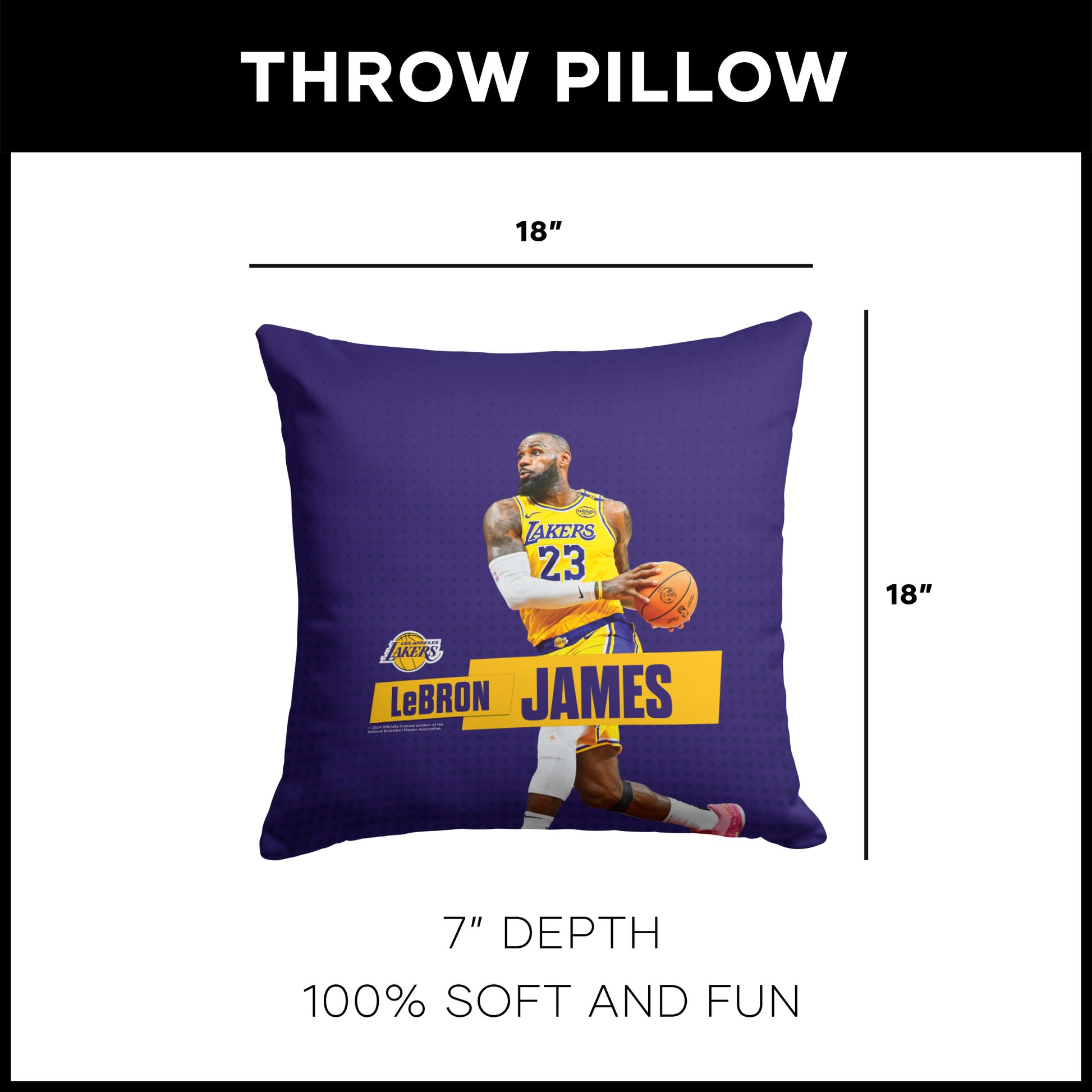 Los Angeles Lakers LeBron James throw pillow