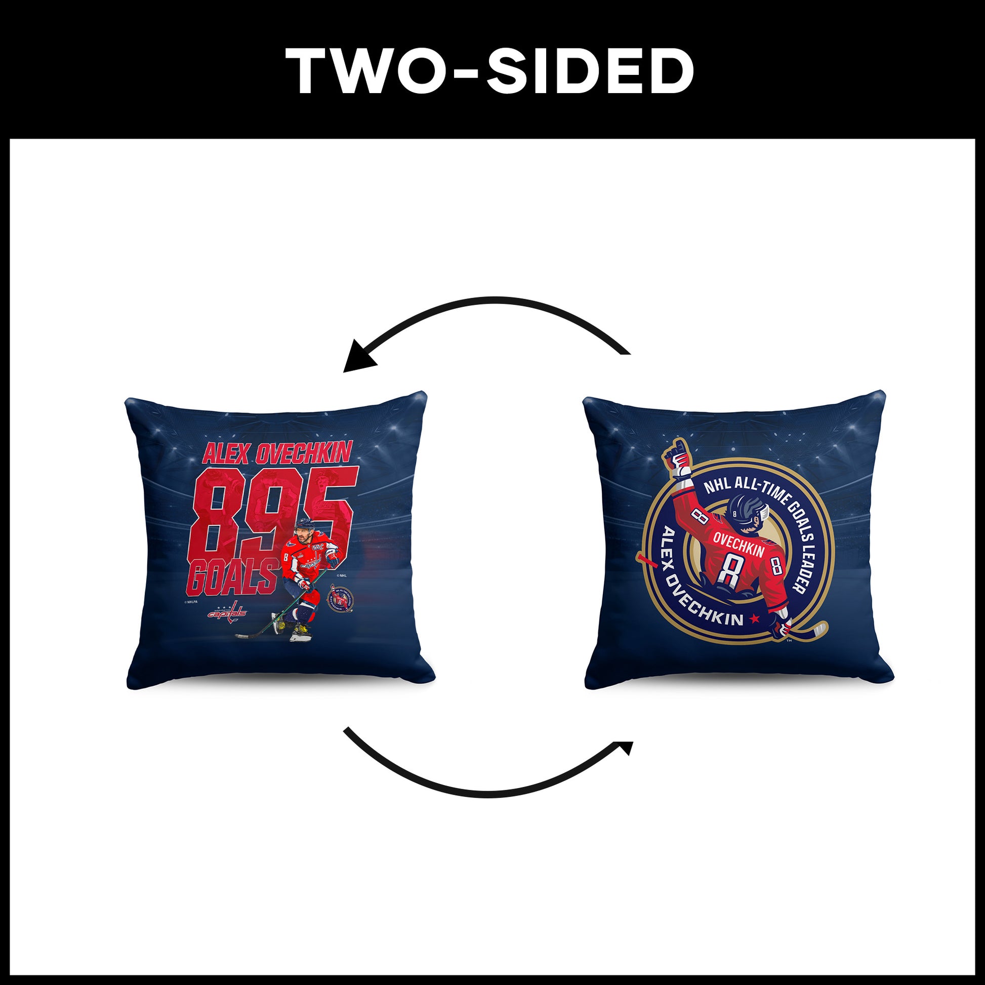 Alex Ovechkin 895 goals scored double sided pillow