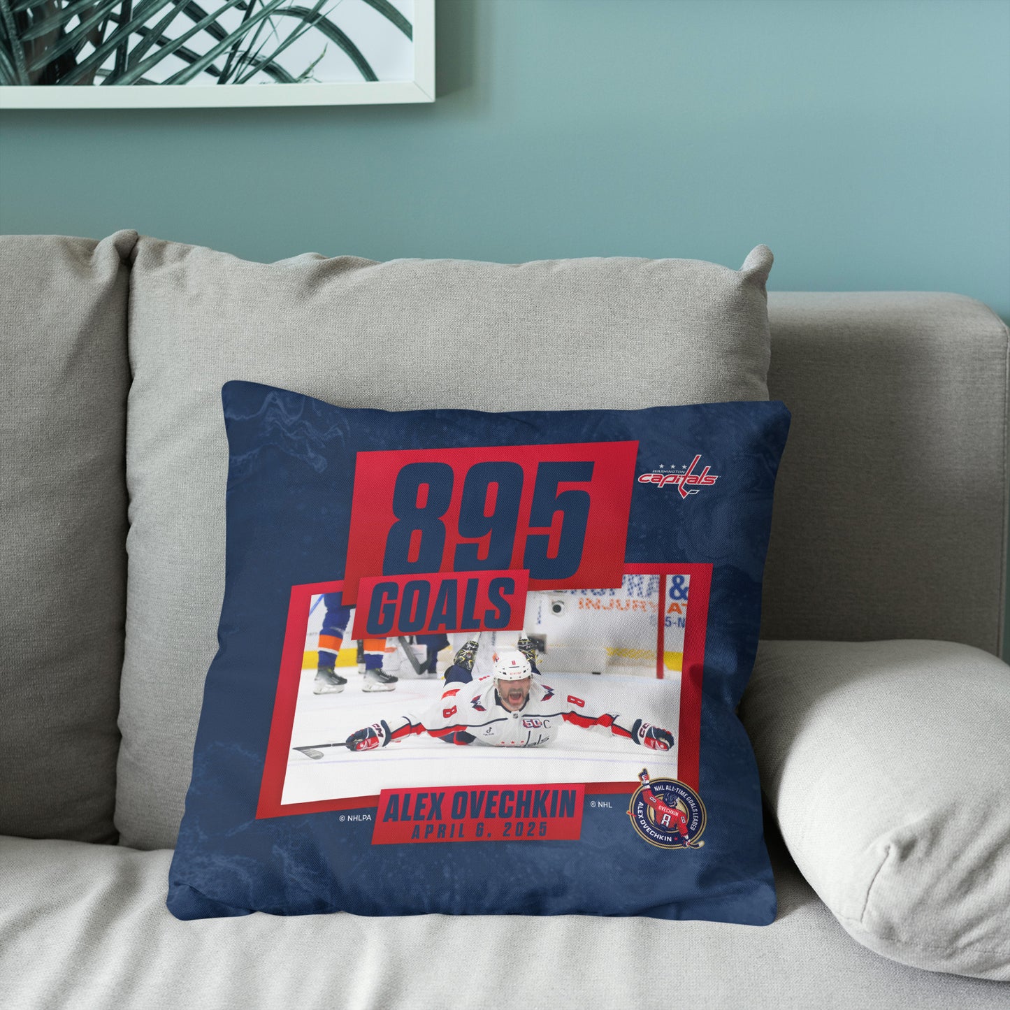 Alex Ovechkin 895 goals scored pillow BACK