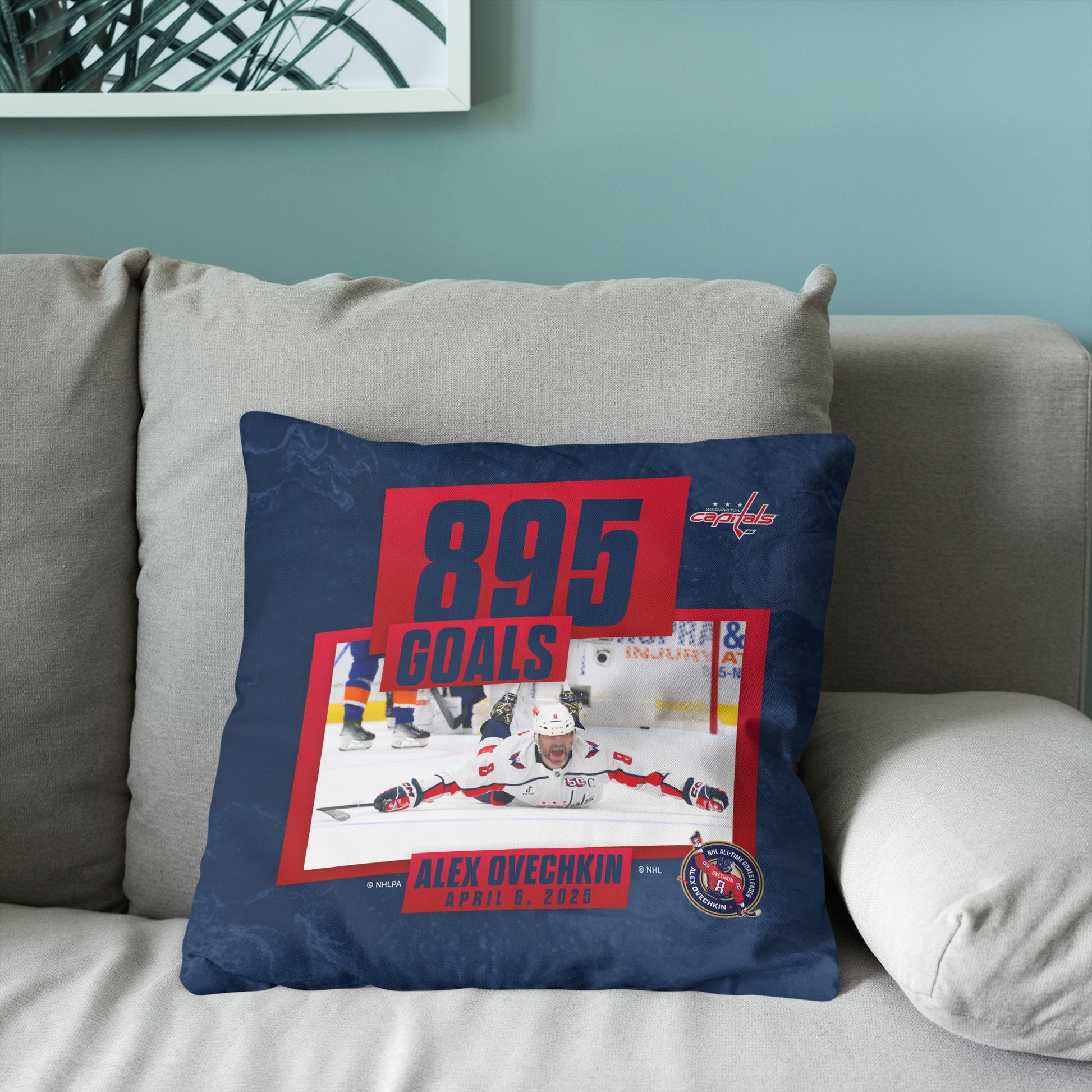 Alex Ovechkin 895 goals scored pillow BACK