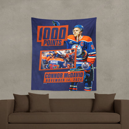 Edmonton Oilers Connor McDavid 1000 point wall hanging lifestyle